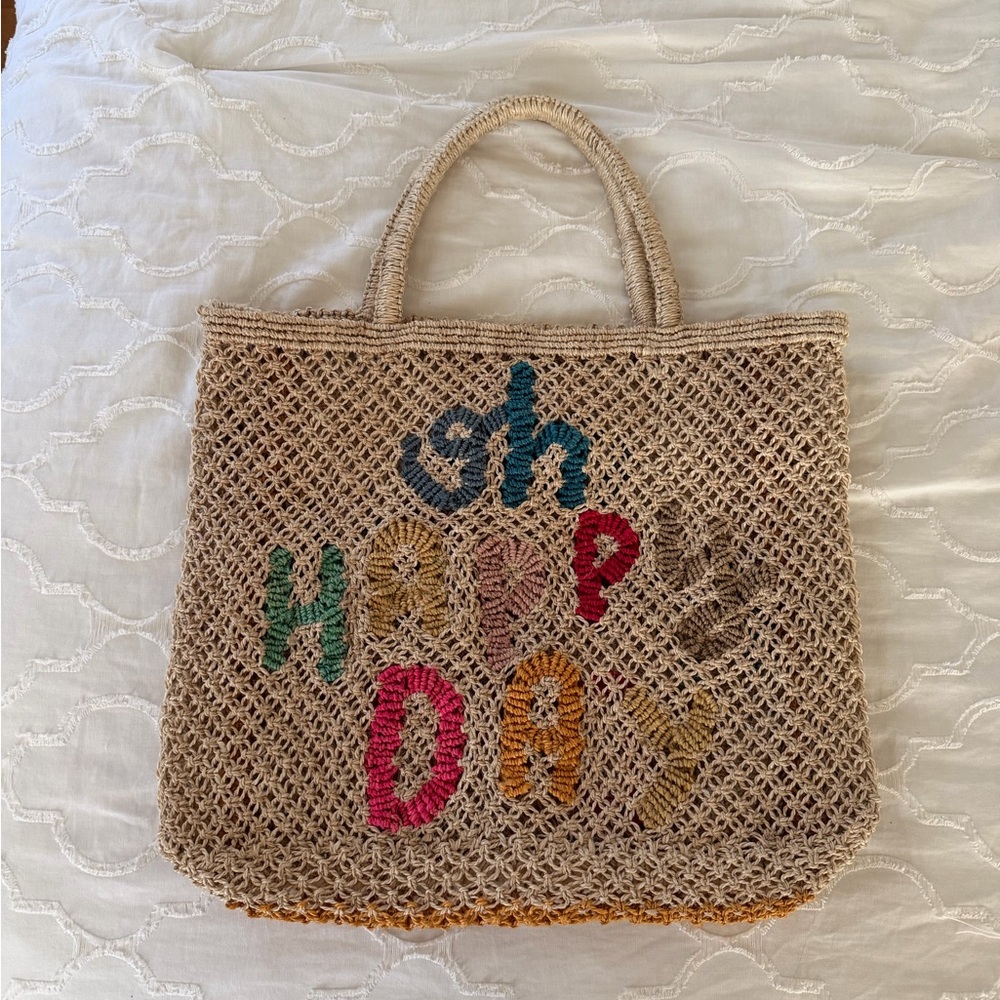 Oh Happy Day Woven Tote Bag - Multicolor